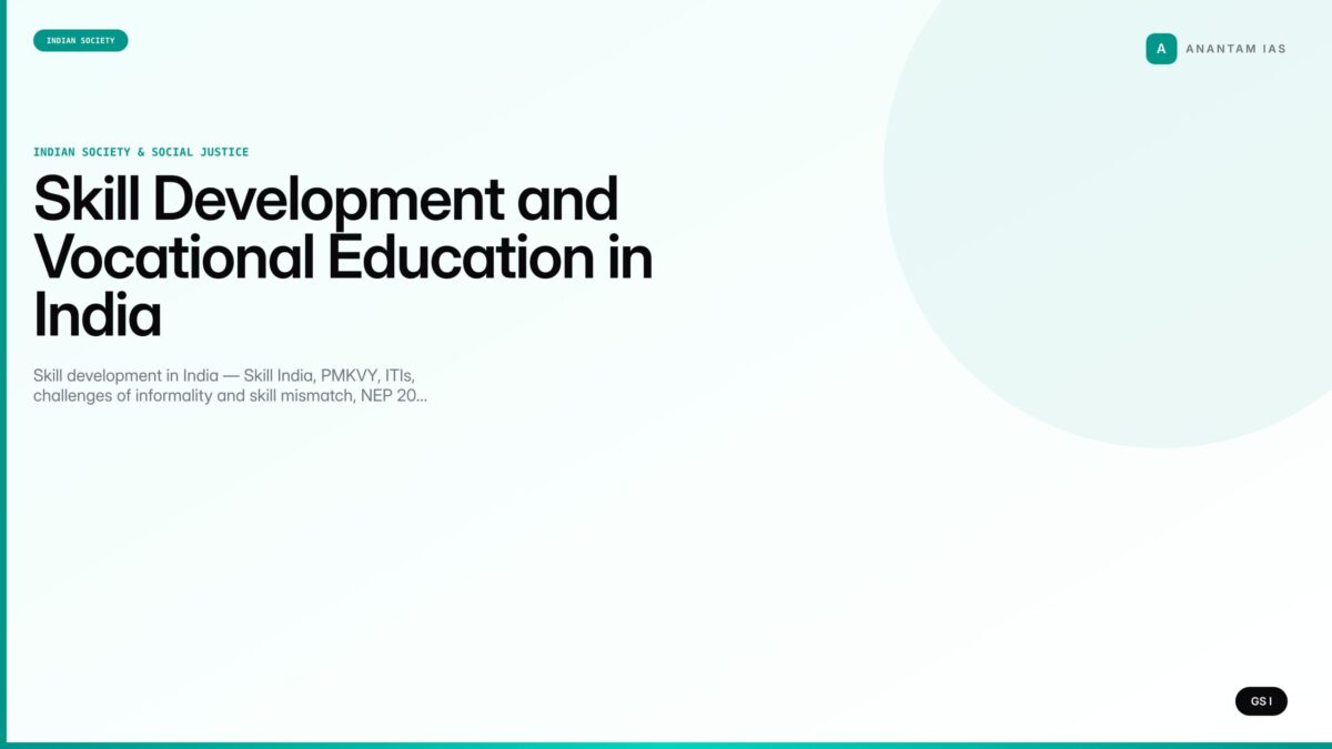 Skill Development and Vocational Education in India (UPSC Indian ...