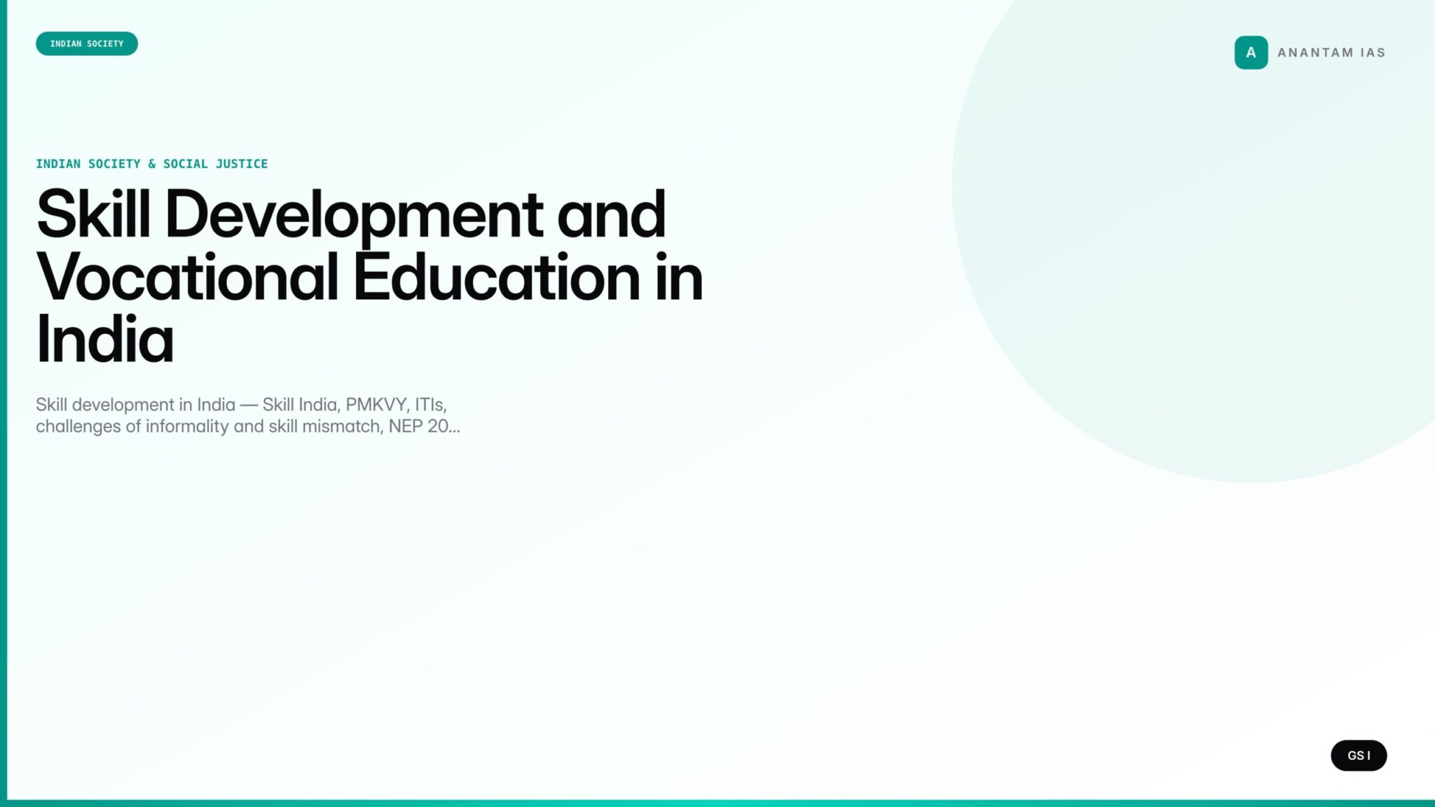 Skill Development and Vocational Education in India (UPSC Indian ...