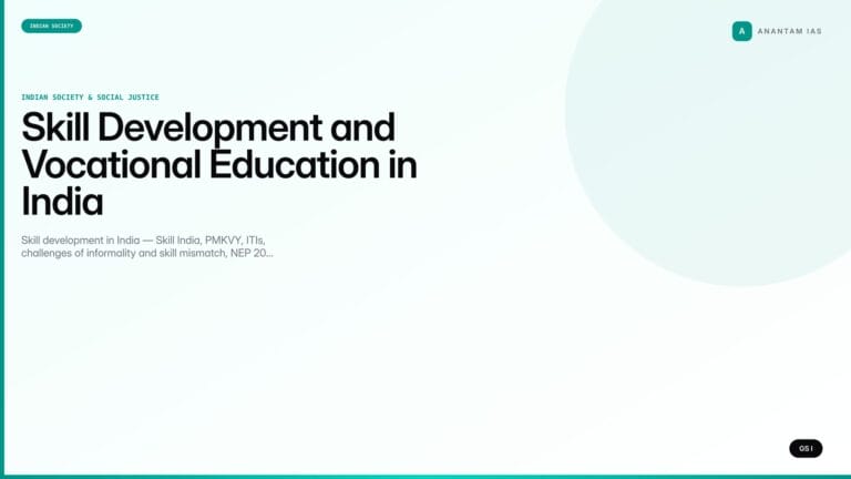 Skill Development and Vocational Education in India (UPSC Indian Society) — UPSC featured image