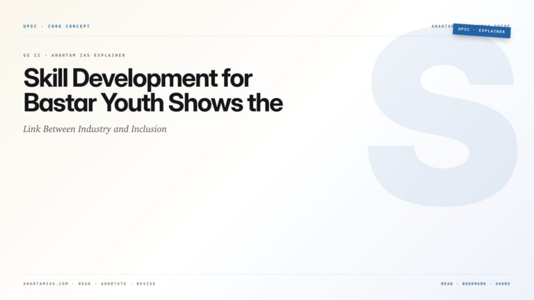 Skill Development for Bastar Youth Shows the Link Between Industry and Inclusion — featured card for Anantam IAS UPSC guide.