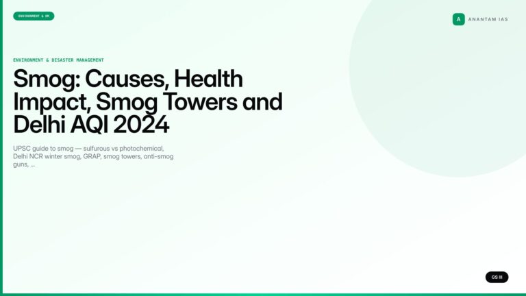 Smog: Causes, Health Impact, Smog Towers and Delhi AQI 2024 (UPSC) — UPSC featured image
