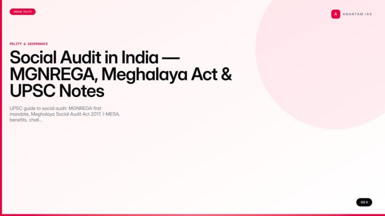 Social Audit in India — MGNREGA, Meghalaya Act & UPSC Notes — UPSC featured image