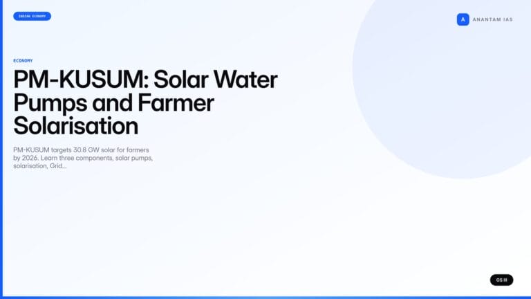 PM-KUSUM: Solar Water Pumps and Farmer Solarisation (UPSC) — UPSC featured image