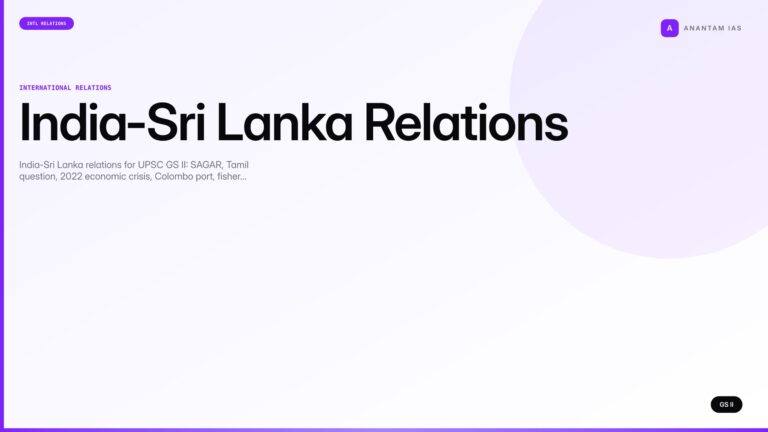 India-Sri Lanka Relations (UPSC International Relations) — UPSC featured image