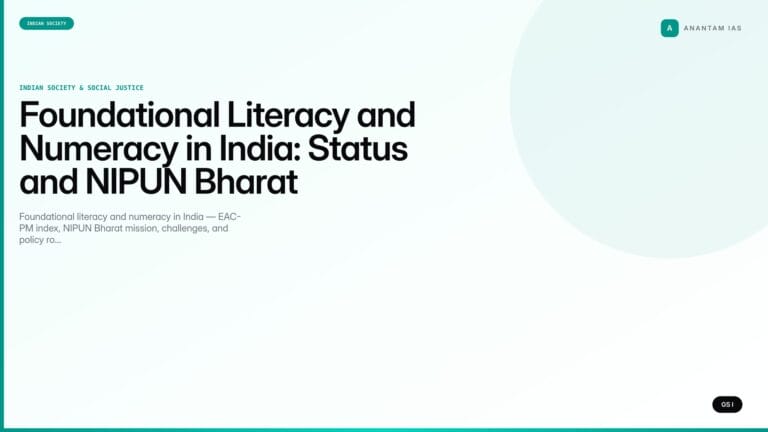 Foundational Literacy and Numeracy in India: Status and NIPUN Bharat (UPSC) — UPSC featured image