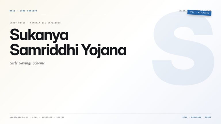 Sukanya Samriddhi Yojana: Girls' Savings Scheme — featured card for Anantam IAS UPSC guide.