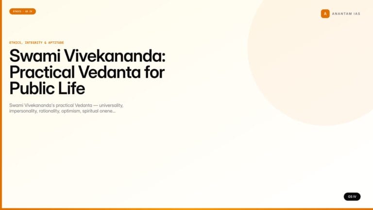 Swami Vivekananda: Practical Vedanta for Public Life (UPSC Ethics — GS IV) — UPSC featured image