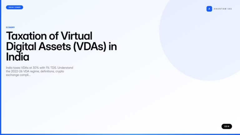 Taxation of Virtual Digital Assets (VDAs) in India (UPSC Economy) — UPSC featured image