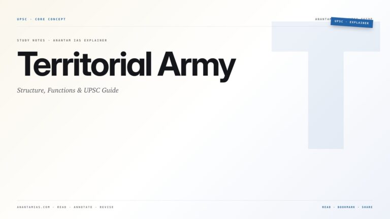 Territorial Army: Structure, Functions & UPSC Guide — featured card for Anantam IAS UPSC guide.