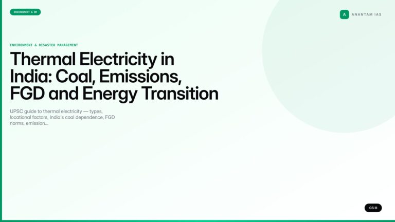 Thermal Electricity in India: Coal, Emissions, FGD and Energy Transition (UPSC) — UPSC featured image