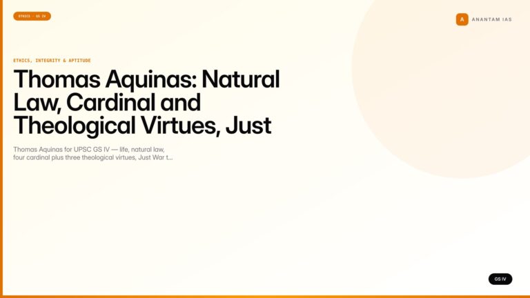 Thomas Aquinas: Natural Law, Cardinal and Theological Virtues, Just War (UPSC GS IV) — UPSC featured image