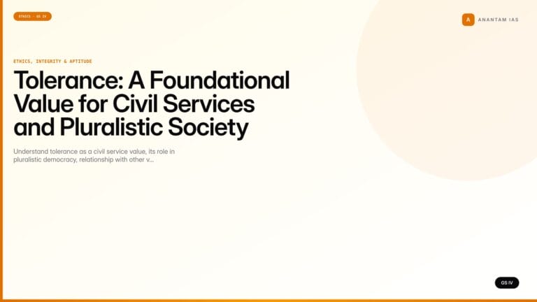 Tolerance: A Foundational Value for Civil Services and Pluralistic Society (UPSC Ethics — GS IV) — UPSC featured image