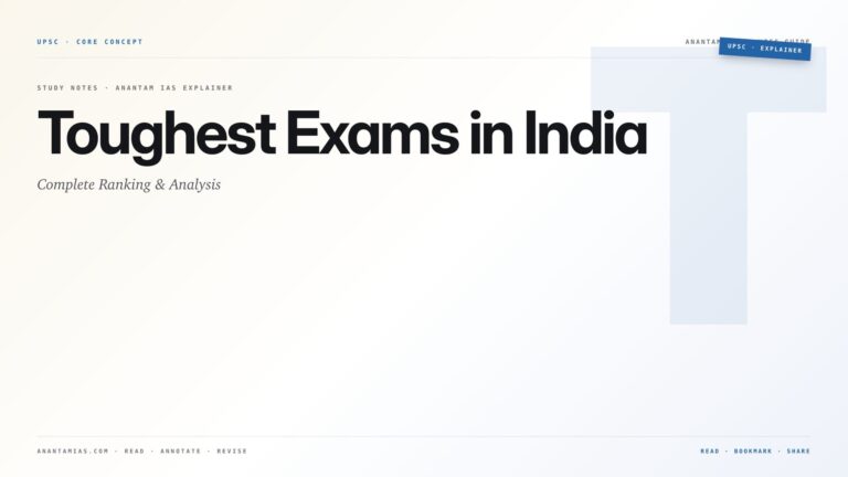Toughest Exams in India: Complete Ranking & Analysis — featured card for Anantam IAS UPSC guide.