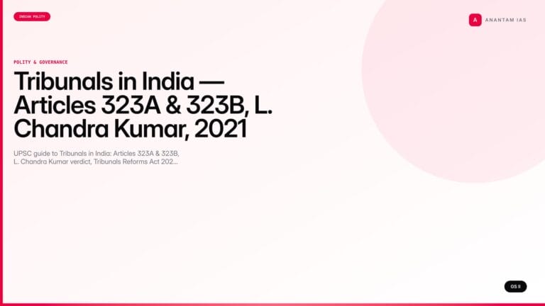 Tribunals in India — Articles 323A & 323B, L. Chandra Kumar, 2021 Reforms (UPSC) — UPSC featured image