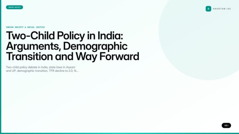 Two-Child Policy in India: Arguments, Demographic Transition and Way Forward (UPSC Indian Society) — UPSC featured image