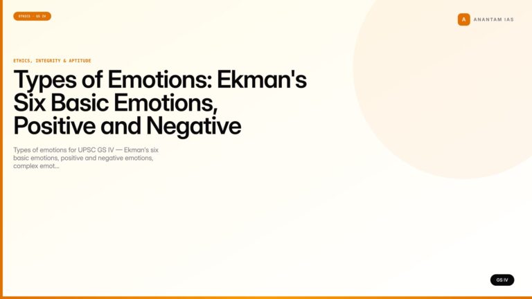 Types of Emotions: Ekman's Six Basic Emotions, Positive and Negative Emotions, Civil Service Relevance (UPSC GS IV) — UPSC featured image