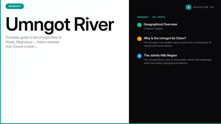 Umngot River: India's Cleanest River in Dawki, Meghalaya -- Geography & Tourism Guide for UPSC — UPSC study guide featured image by Anantam IAS