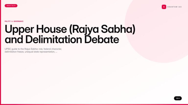 Upper House (Rajya Sabha) and Delimitation Debate (UPSC Polity) — UPSC featured image