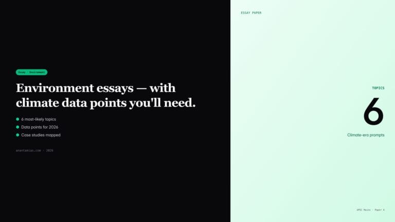 Environment essay topics for UPSC with climate data points