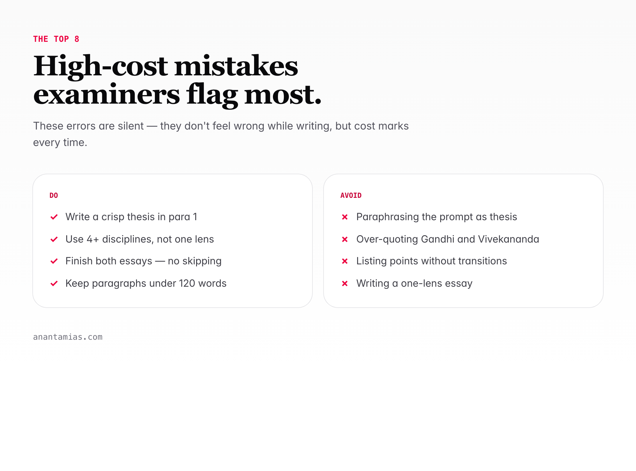 Top UPSC essay mistakes — do and avoid checklist