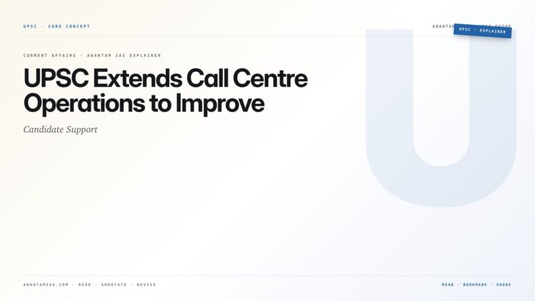 UPSC Extends Call Centre Operations to Improve Candidate Support — featured card for Anantam IAS UPSC guide.