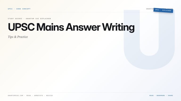 UPSC Mains Answer Writing: Tips & Practice — featured card for Anantam IAS UPSC guide.