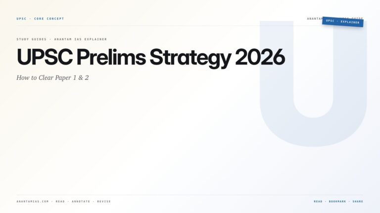 UPSC Prelims Strategy 2026: How to Clear Paper 1 & 2 — featured card for Anantam IAS UPSC guide.
