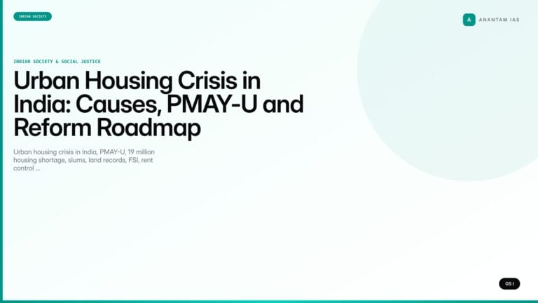 Urban Housing Crisis in India: Causes, PMAY-U and Reform Roadmap (UPSC Indian Society) — UPSC featured image