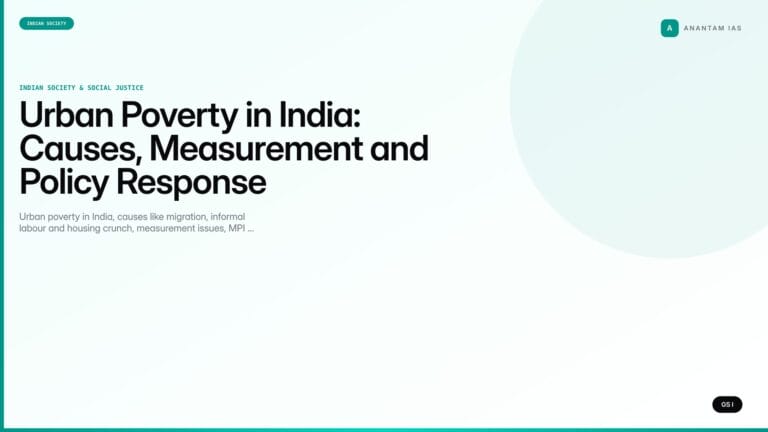 Urban Poverty in India: Causes, Measurement and Policy Response (UPSC Indian Society) — UPSC featured image