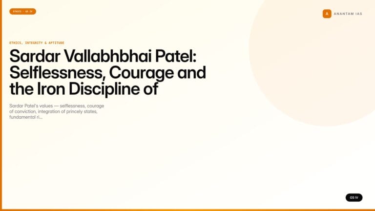 Sardar Vallabhbhai Patel: Selflessness, Courage and the Iron Discipline of Public Service (UPSC Ethics — GS IV) — UPSC featured image