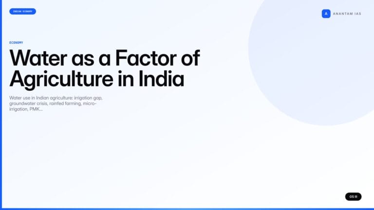 Water as a Factor of Agriculture in India (UPSC Economy) — UPSC featured image