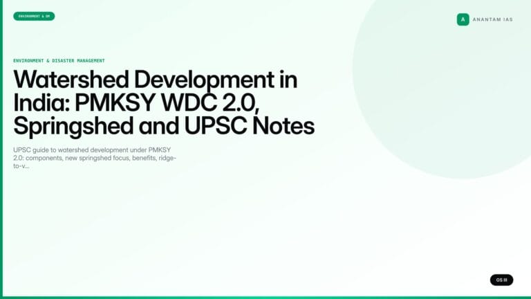 Watershed Development in India: PMKSY WDC 2.0, Springshed and UPSC Notes (UPSC Environment) — UPSC featured image