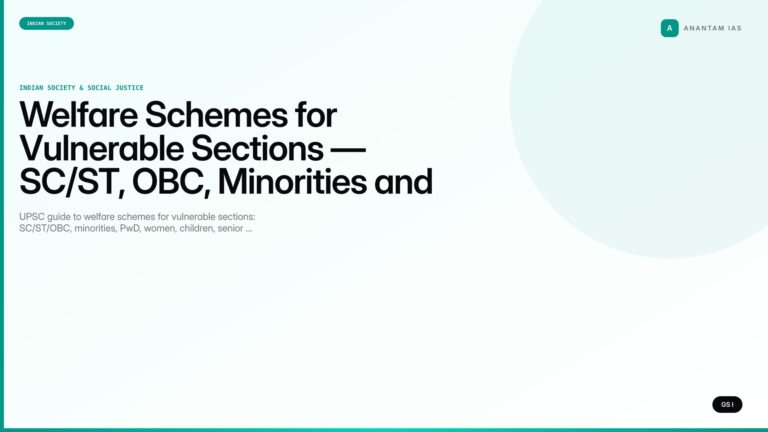 Welfare Schemes for Vulnerable Sections — SC/ST, OBC, Minorities and PwD (UPSC Indian Society) — UPSC featured image