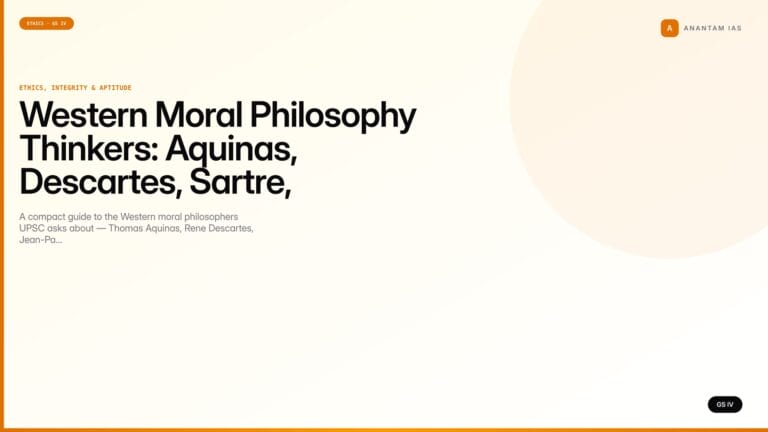 Western Moral Philosophy Thinkers: Aquinas, Descartes, Sartre, Utilitarians (UPSC Ethics — GS IV) — UPSC featured image