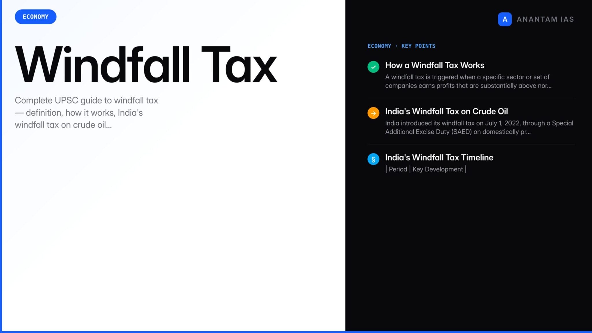 Wuinfall Windfall Tax — Definition, India's Crude Oil Levy & UPSC Economy Guide ...