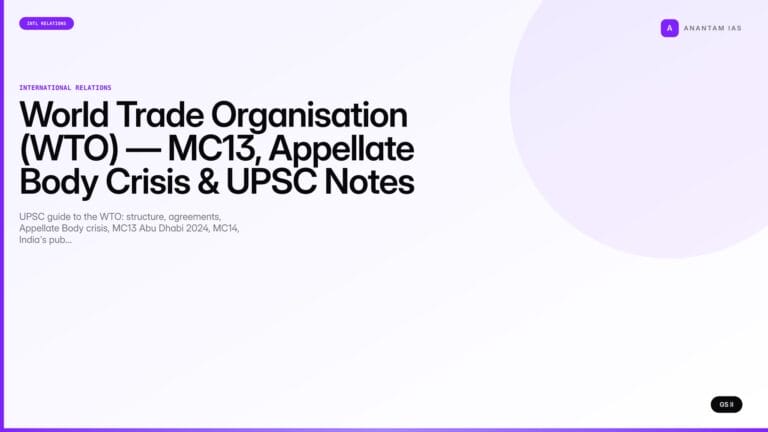 World Trade Organisation (WTO) — MC13, Appellate Body Crisis & UPSC Notes (UPSC International Relations) — UPSC featured image