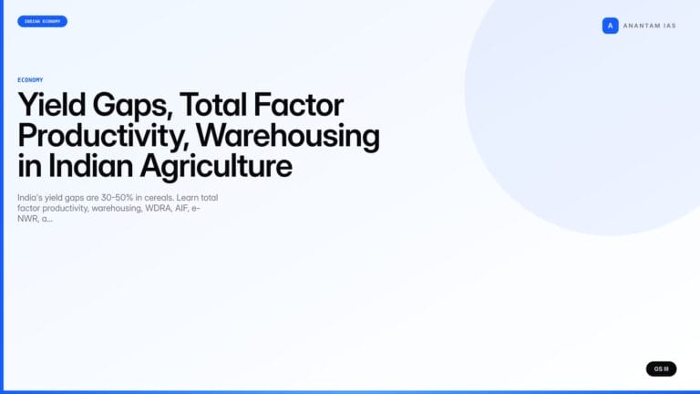 Yield Gaps, Total Factor Productivity, Warehousing in Indian Agriculture (UPSC) — UPSC featured image
