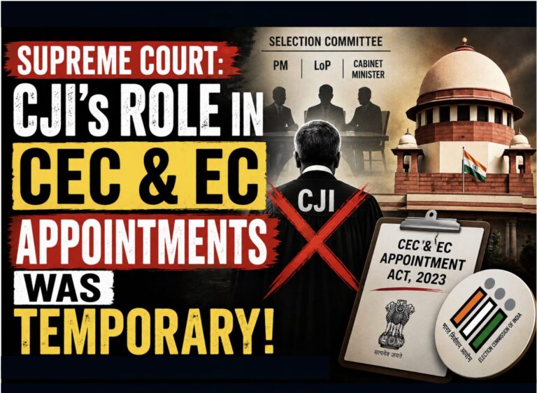 CJI’s Role in CEC and EC Appoint­ments was Tem­por­ary: SC