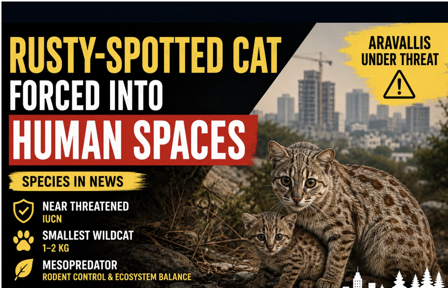 Rusty-Spotted Cat forced into Human Spaces - Anantam IAS
