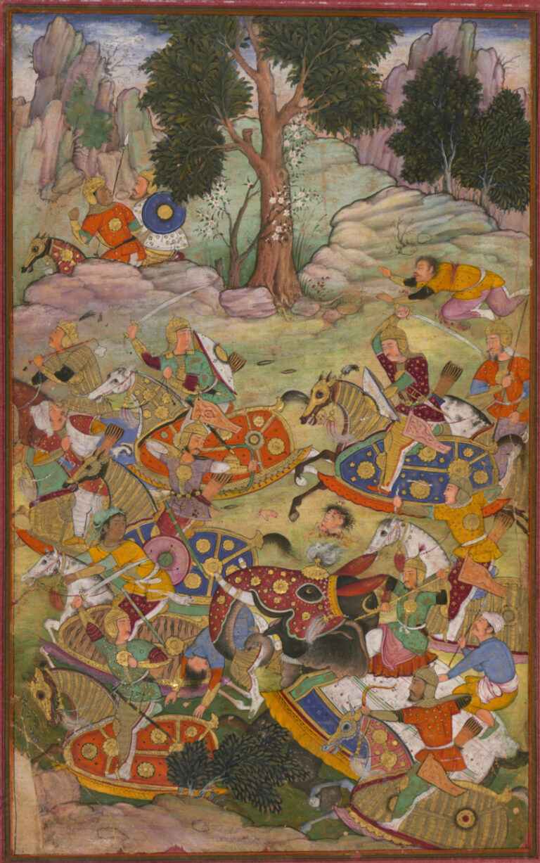 Mughal miniature painting depicting a Battle of Panipat