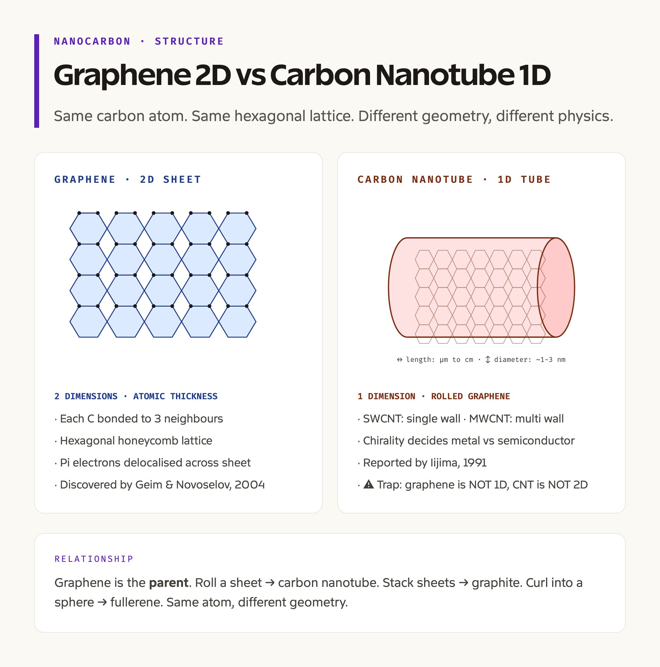 Graphene vs Carbon Nanotube: Structural Comparison
