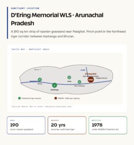 D'Ering Memorial Wildlife Sanctuary Arunachal map