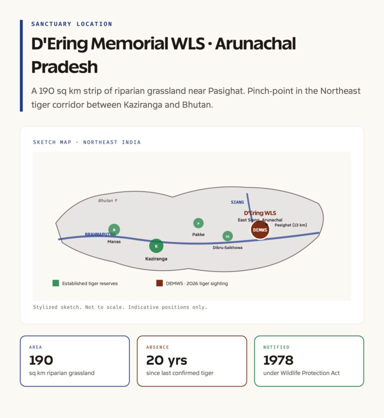 D'Ering Memorial Wildlife Sanctuary Arunachal map