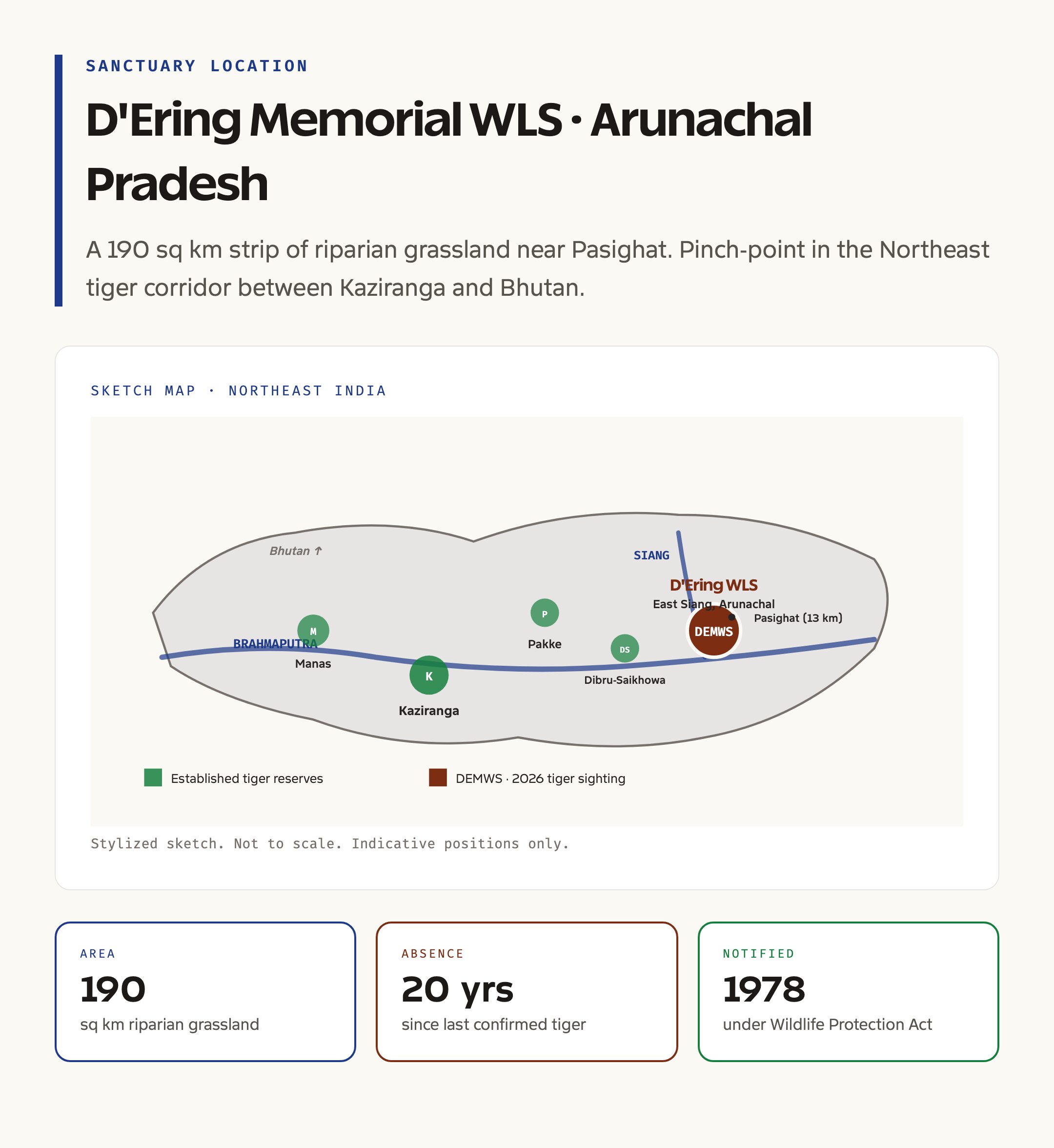 D'Ering Memorial Wildlife Sanctuary Arunachal map