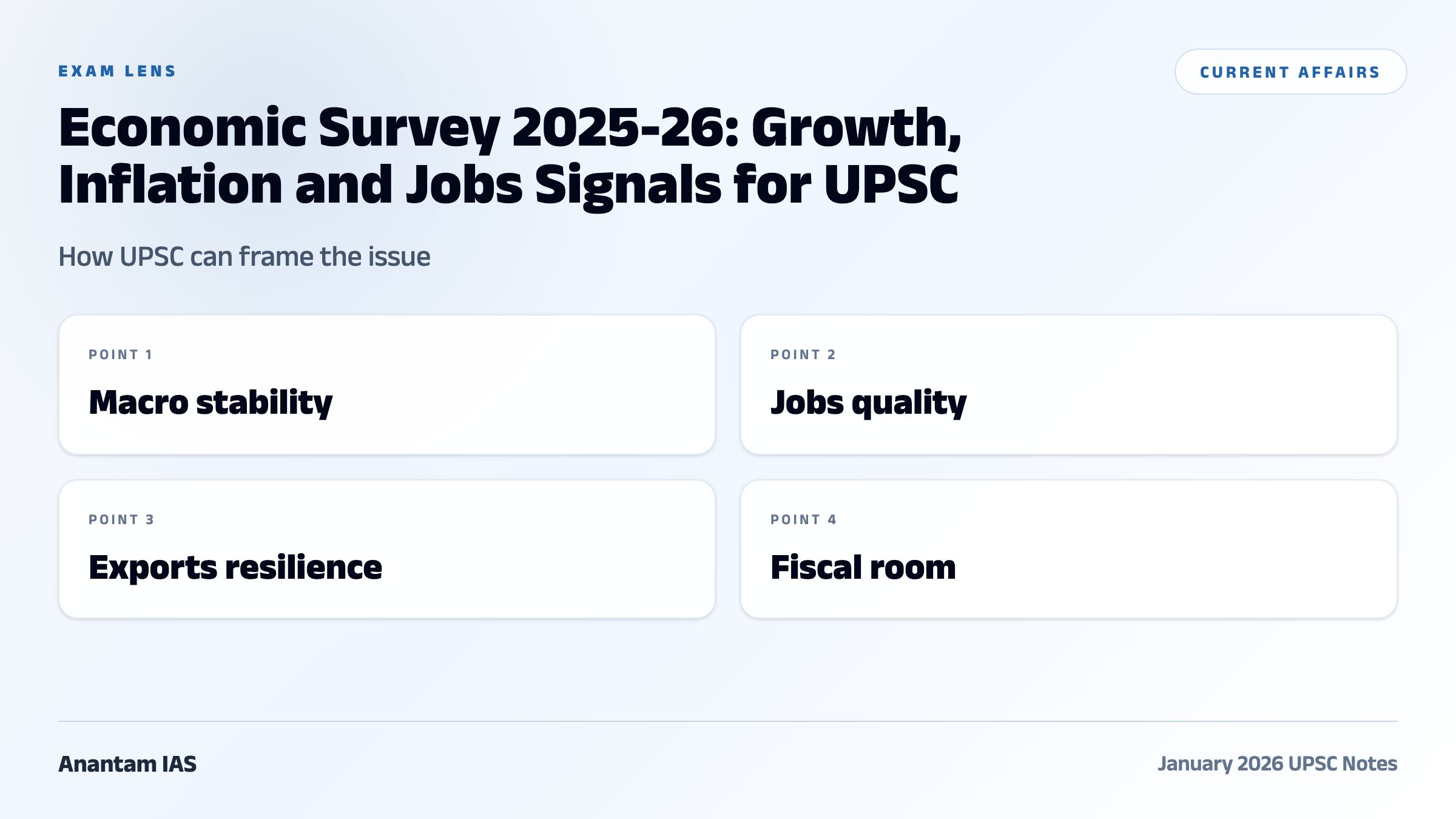 Economic Survey 2025-26: Growth, Inflation and Jobs Signals for UPSC exam framework