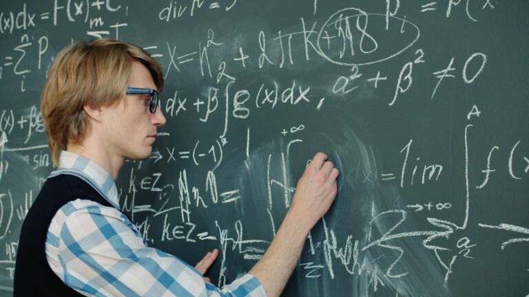 Mathematical formulas written on a chalkboard — illustrating the UPSC Mains essay topic Mathematics is the music of reason.