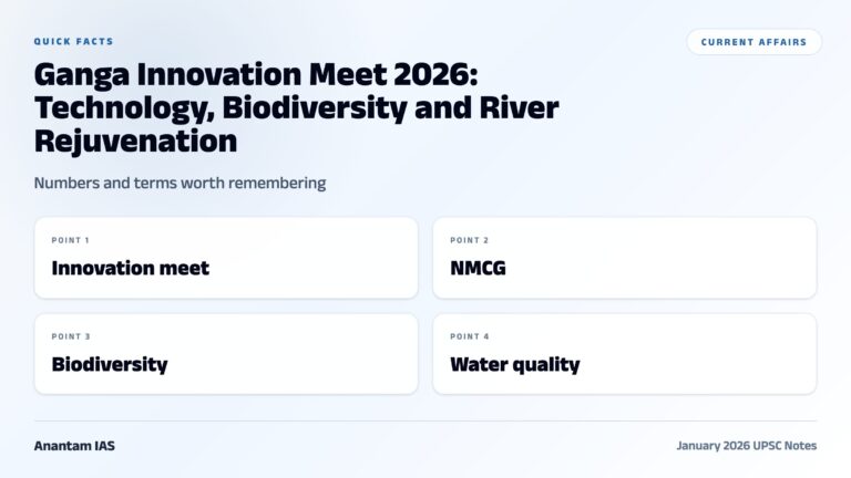 Ganga Innovation Meet 2026: Technology, Biodiversity and River Rejuvenation graphic 1 for UPSC current affairs