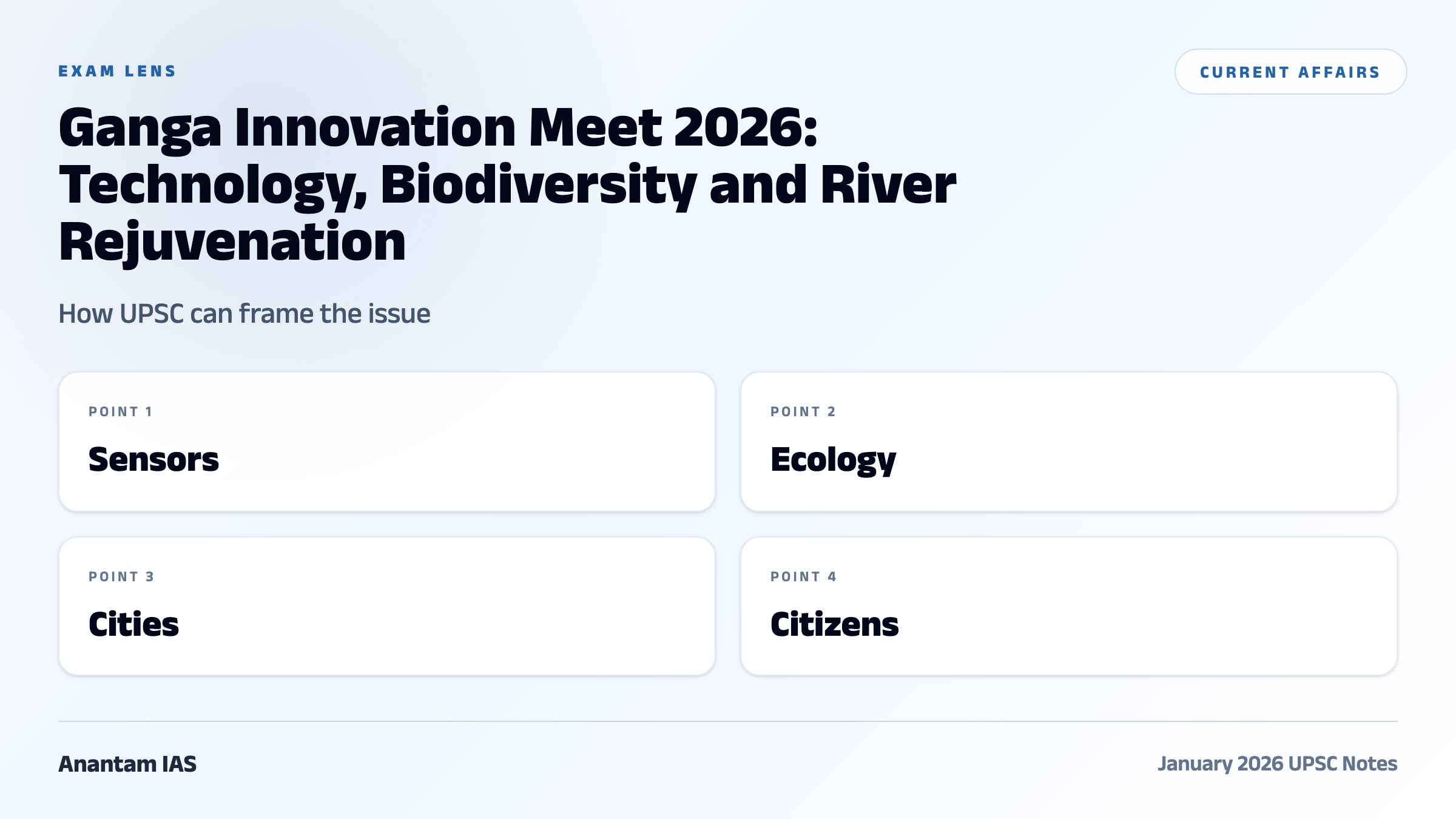 Ganga Innovation Meet 2026: Technology, Biodiversity and River Rejuvenation exam framework