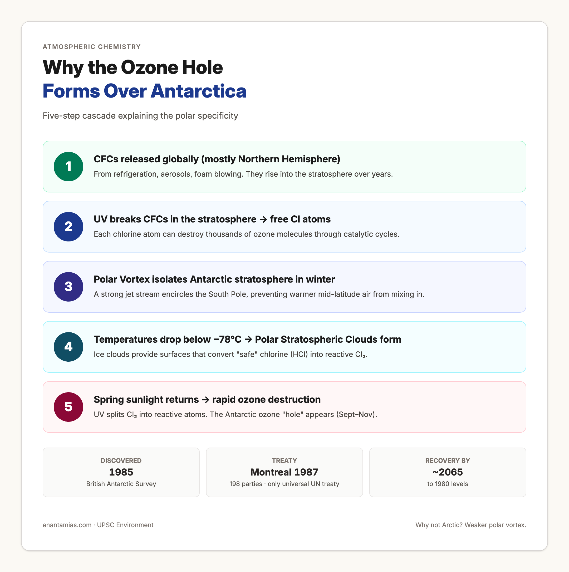 Ozone Depletion: Antarctic Hole Mechanism