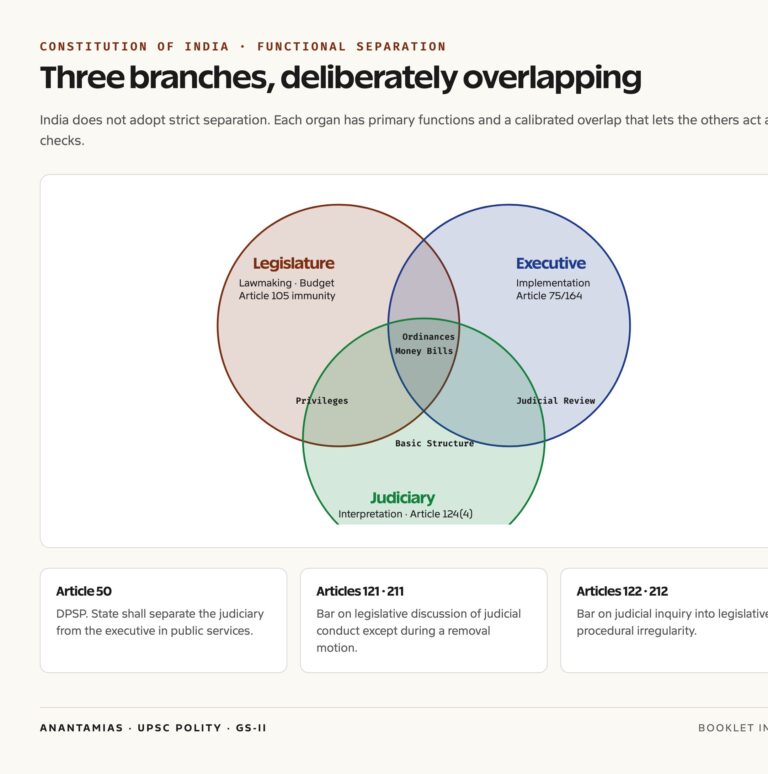 Three branches of government in India and their functional overlap